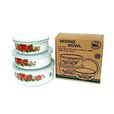 MANGKOK RANTANG SUSUN PLUS TUTUP MASPION MANGKUK MIXING BOWL ISI 3 PCS / 5 PCS SET PORCELAIN ENAMEL + TUTUP