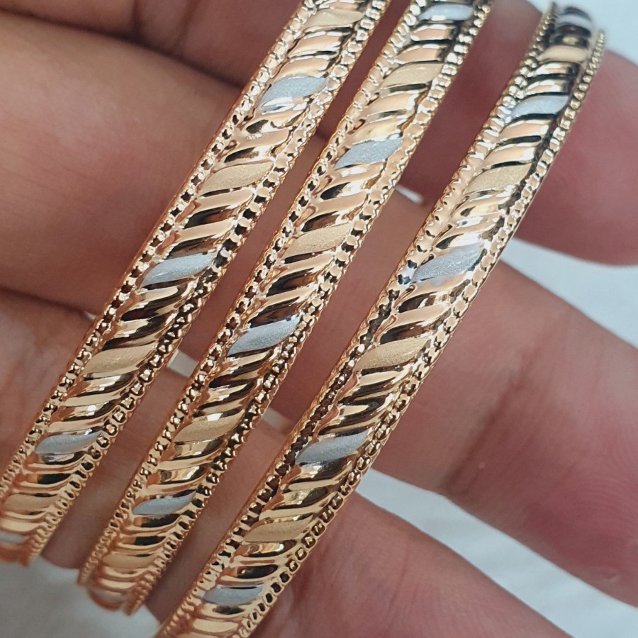 gelang model keroncong 3 biji motif variasi doff emas 70% 700 70 % 16k