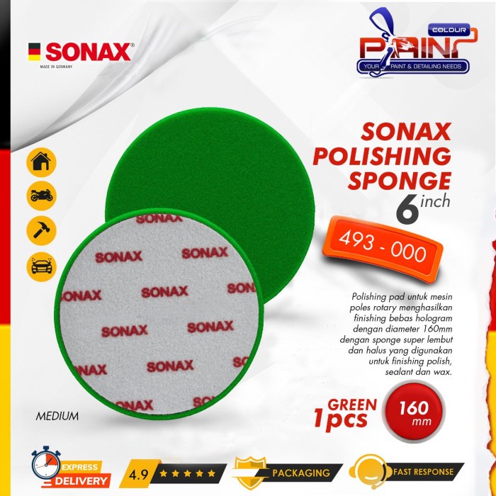 SONAX Polishing Sponge Green Medium Busa Poles Foam Pad 6 inch