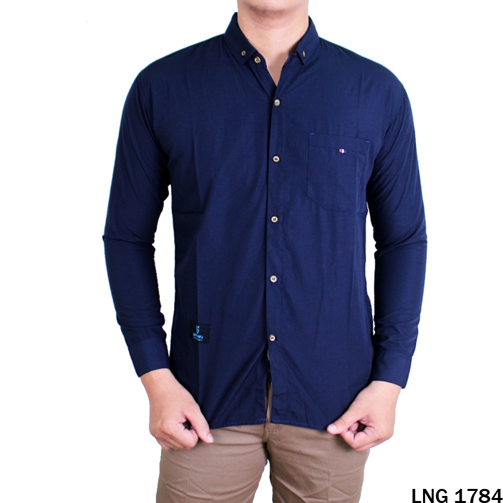 Baju Kemeja Cowok Model Sekarang Katun Oxford Panjang - LNG 1790