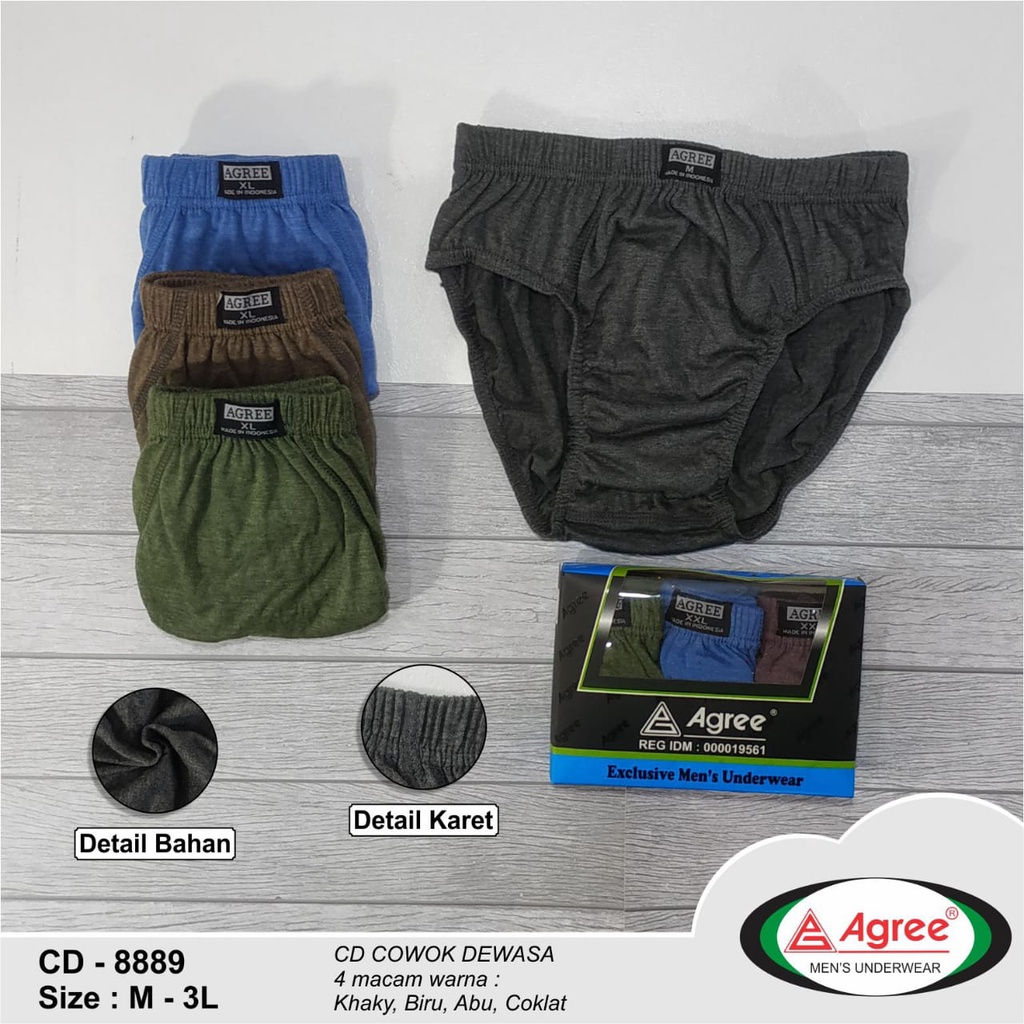 3 pcs celana dalam pria agree cd 8889