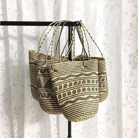 Tas Rotan Oval Motif Dayak, Rambat Motif, Kandul, Tas Anjat Dayak
