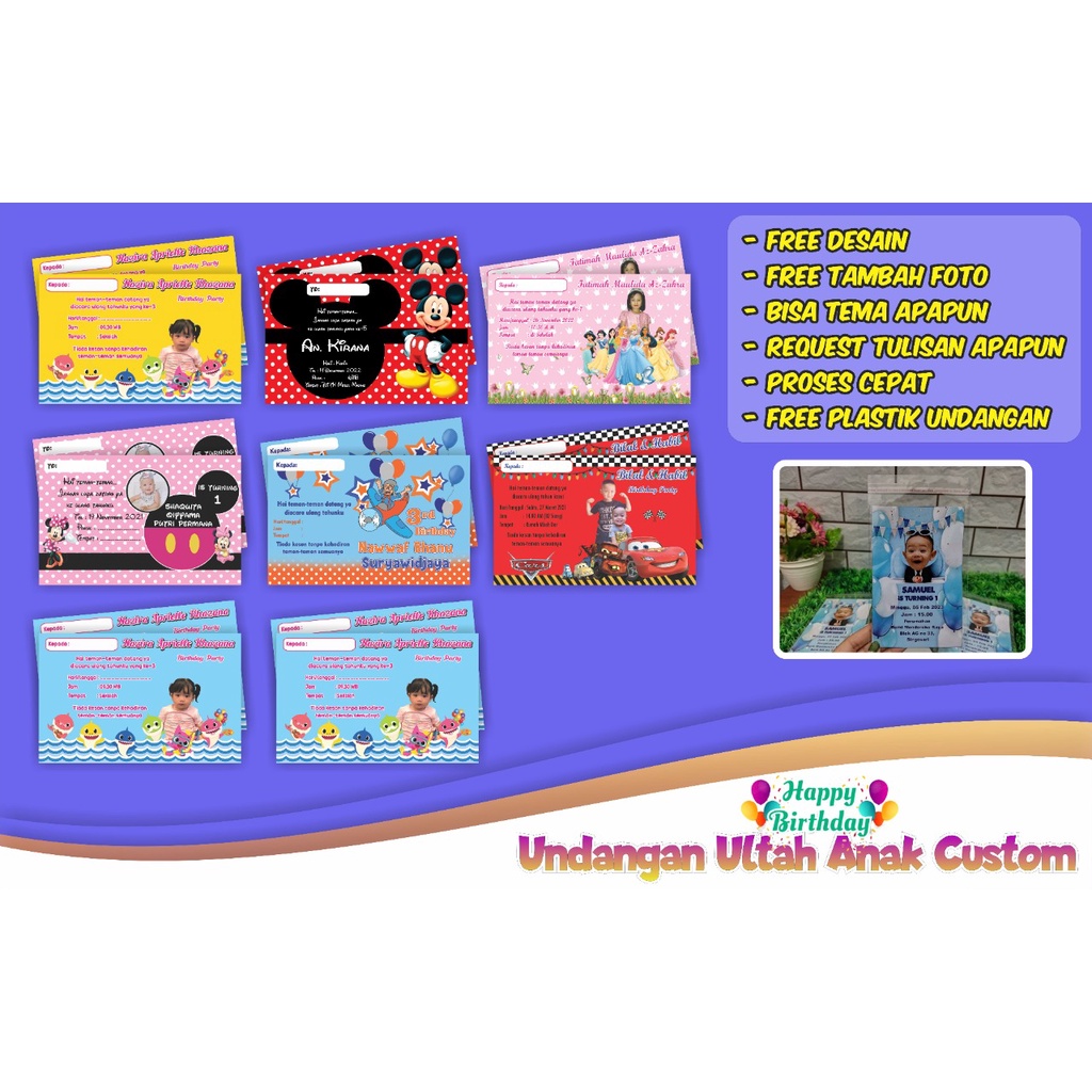 UNDANGAN ULTAH ANAK / UNDANGAN ULTAH ANAK KARAKTER