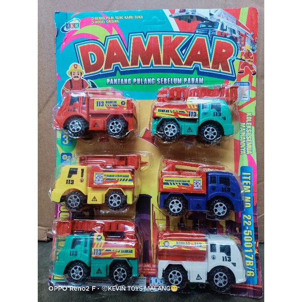 22-50017B/6 Mainan anak edukasi damkar isi 6pcs super bagus dan lucu / mobil pemadam kebakaran pantang pulang sebelum padam