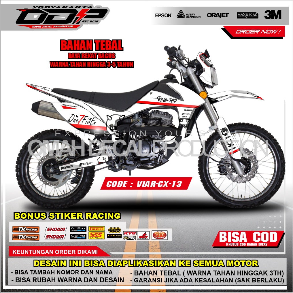 DECAL VIAR CROSS 250 FULL BODY STIKER DEKAL VIAR CROSS BANYAK PILIHAN WARNA MODEL TERBARU BISA RUQES