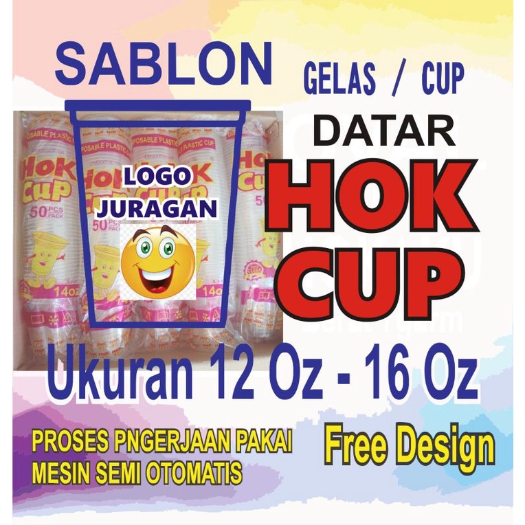 sablon gelas hok datar 14oz dan 16oz #cup #hok #cupplastik #esteh #jus #boba #sabloncup