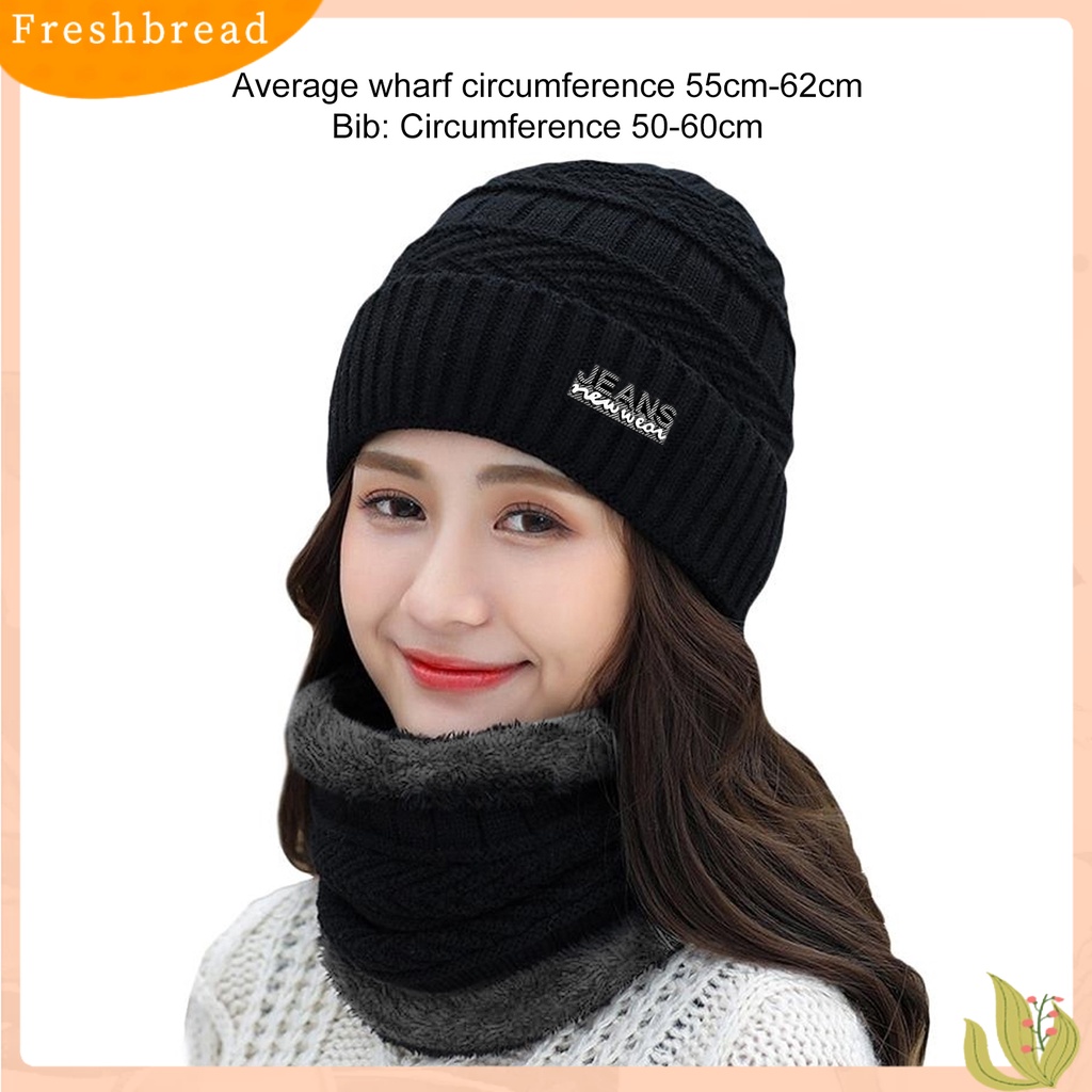 (Fresh) Set Topi Kupluk Bahan Kain Rajut Tahan Aus Anti Luntur Topi Set Penghangat Leher Untuk Wanita