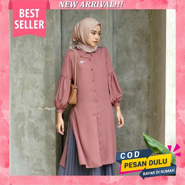 Atasan Wanita Tunik Kemeja Bahan Crincle Jumbo Jaiti Abstrak Terbaru Premium [Terbaru] | Dianara Tun