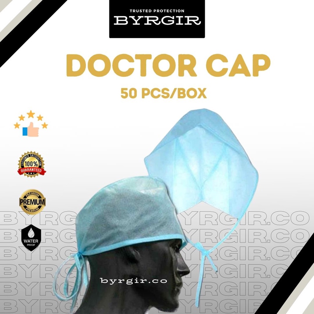 50pcs Disposable Surgeon Surgical Nurse Doctor Cap Topi Operasi Dokter Rumah Sakit