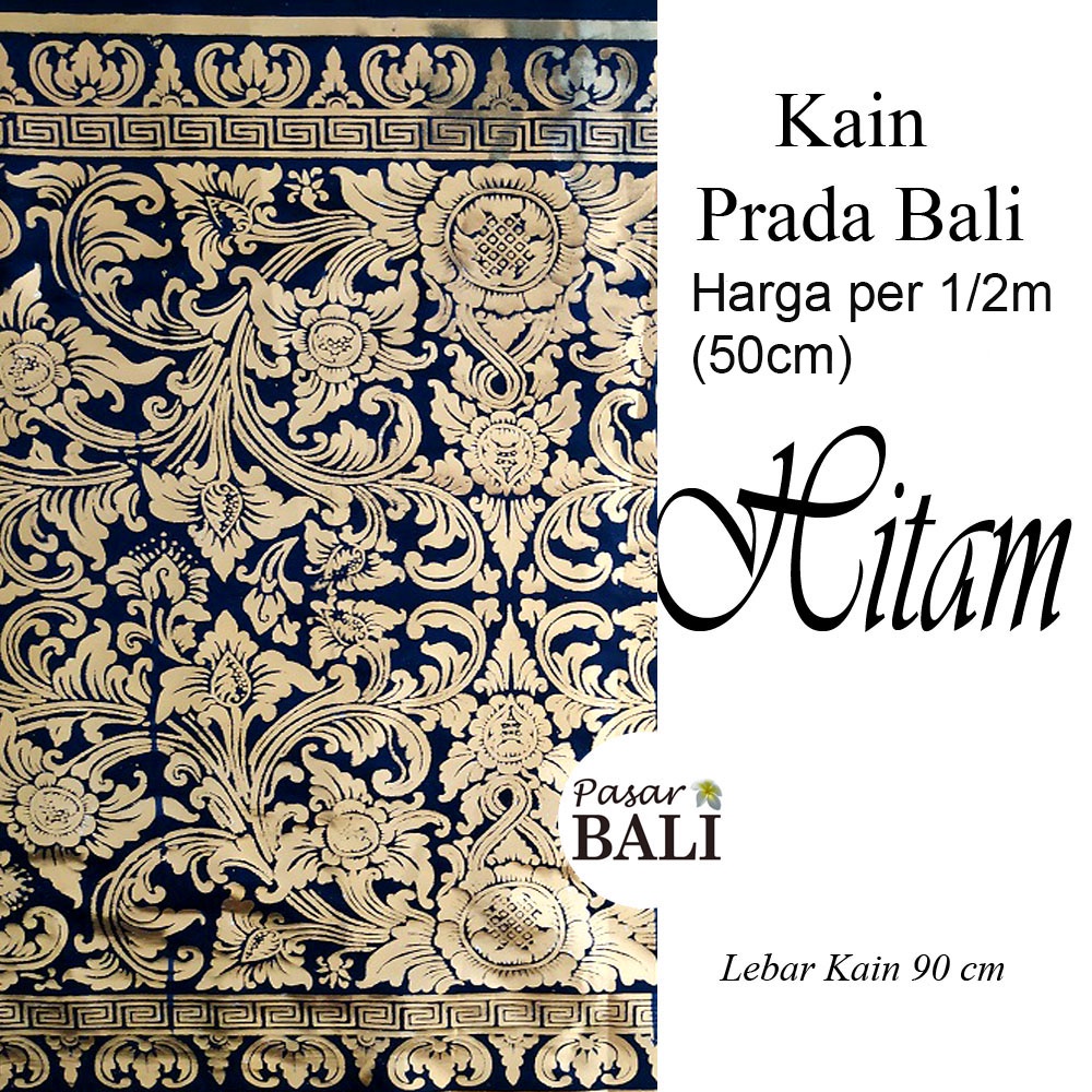 Kain Prada Motif Bunga - Hitam PER 50 cm