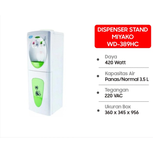 MIYAKO DISPENSER WD 389 HC / WD-389 HC (COOL AND HOT) GARANSI RESMI