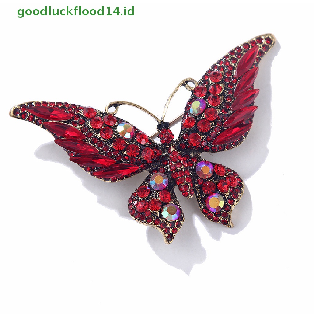 [GOOGFOUR] Fashion Colorful Butterfly Bros Pernikahan Kristal Berlian Imitasi Serangga Broche Mujer Bouquet Jilbab Syal Pin [TOP]