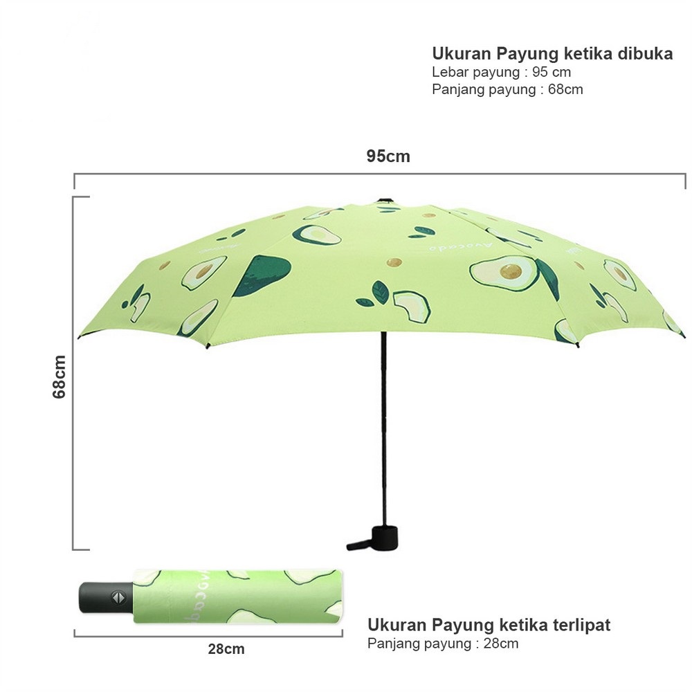 [COD] PAYUNG LIPAT ANTI SINAR UV MOTIF BUAH - PAYUNG LIPAT