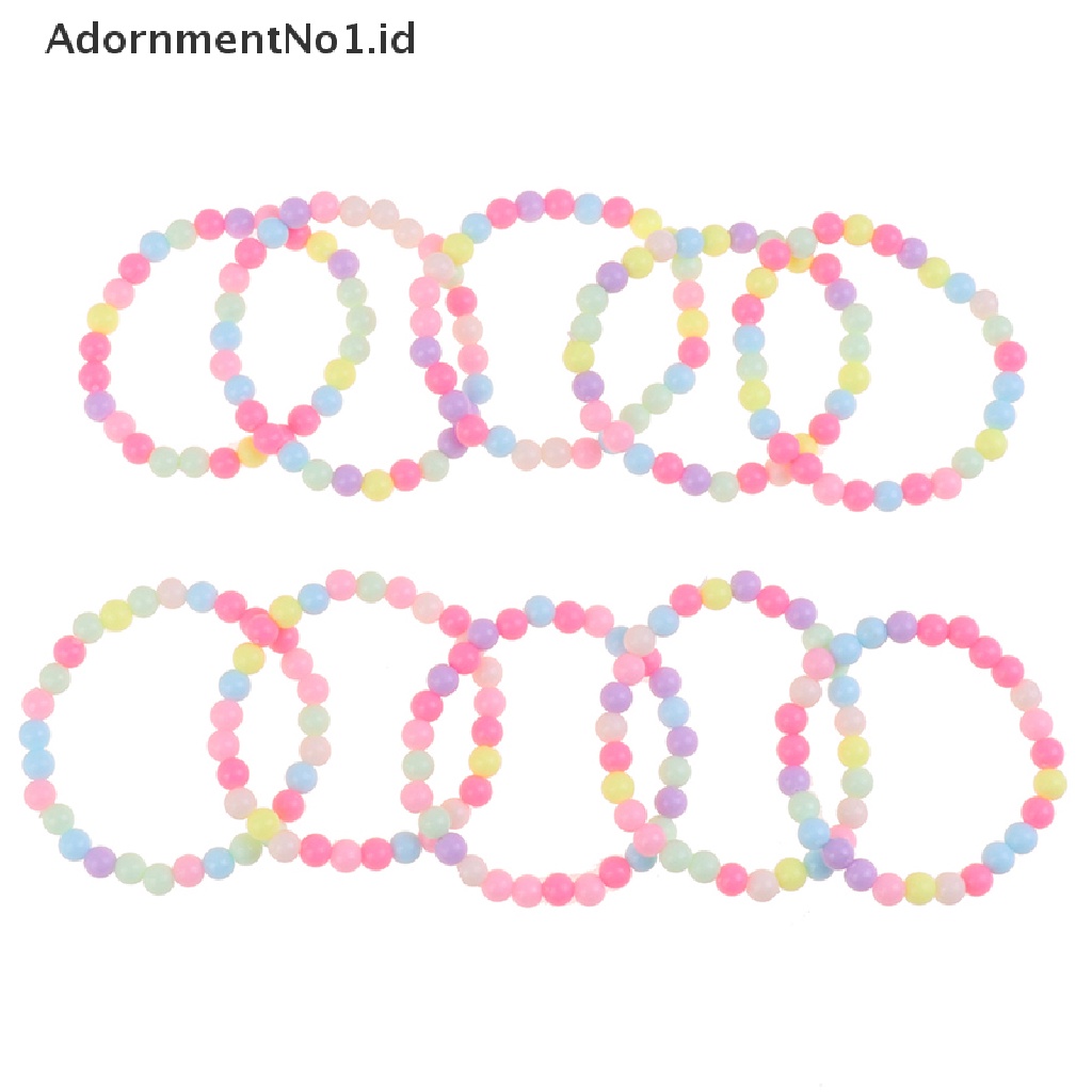 [AdornmentNo1] 10pcs Anak Perempuan Pesona Gelang Anak Lucu Warna-Warni Mutiara Manik Gelang Elastis Mainan Perhiasan Gelang Tangan Dekorasi Pesta Hadiah [ID]