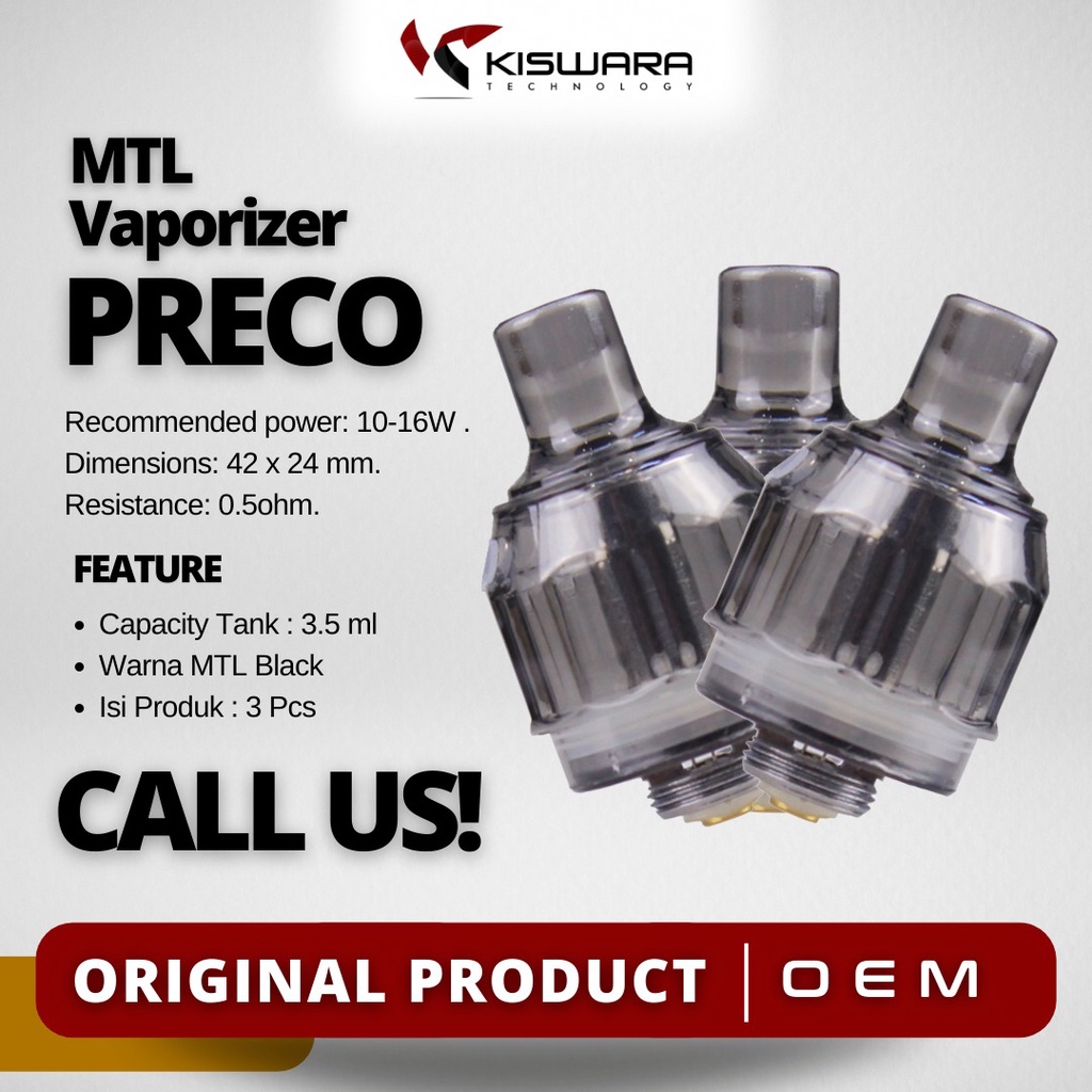 Preco V2 Disposable MTL Tank Atomizer 3PCS - BLACK [Authentic] KiswaraBandung