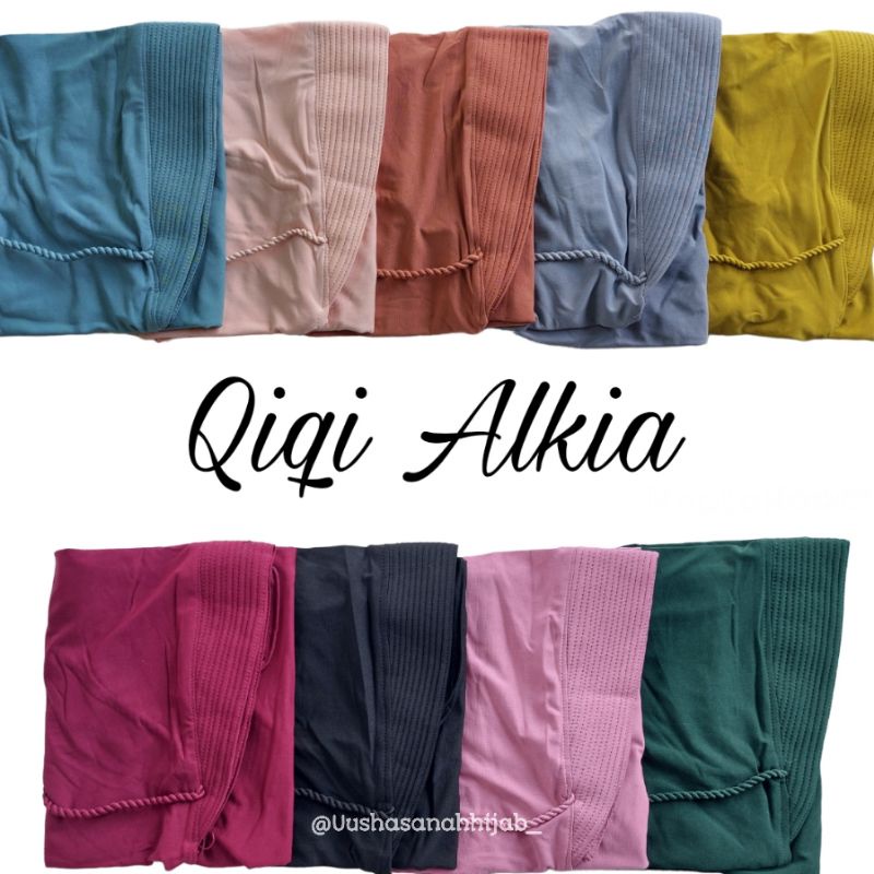 (Qiqi Hijab) ALKIA•jilbab instan jersey ballrina•hijab instan polos pet tali kepang