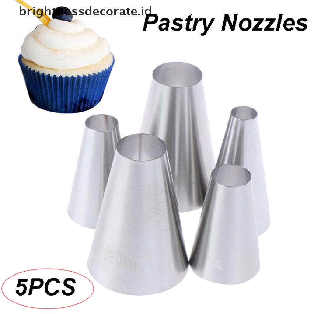 [Birth] 5pcs Tips Dekorasi Krim Kue Bulat Besar Piping Icing Nozzle Pastry Tools [ID]