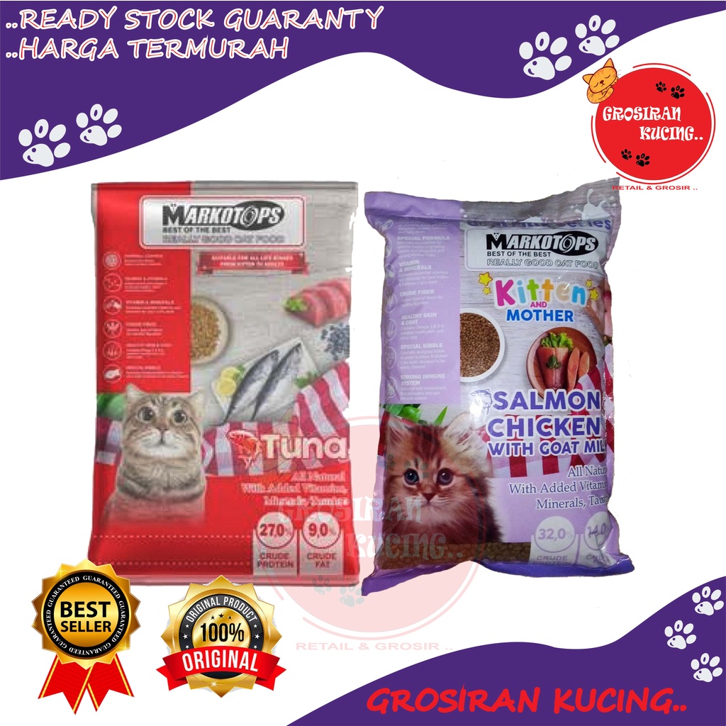 Markotop Makanan Kucing Anak dan Dewasa Induk Tuna Rasa Salmon Chicken with Goat Milk 1kg