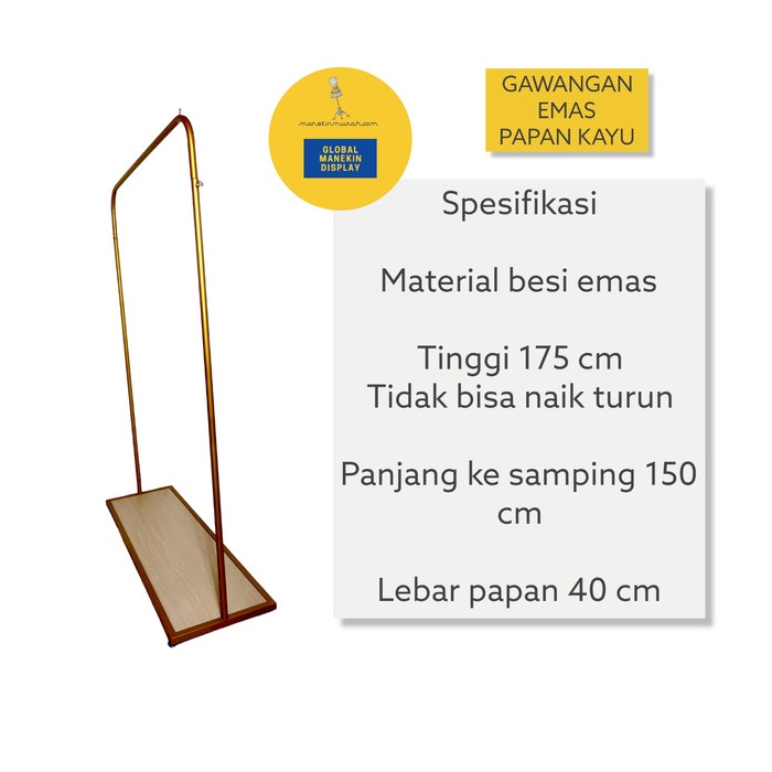 Hanger Gawang Baju Emas Gold Besi