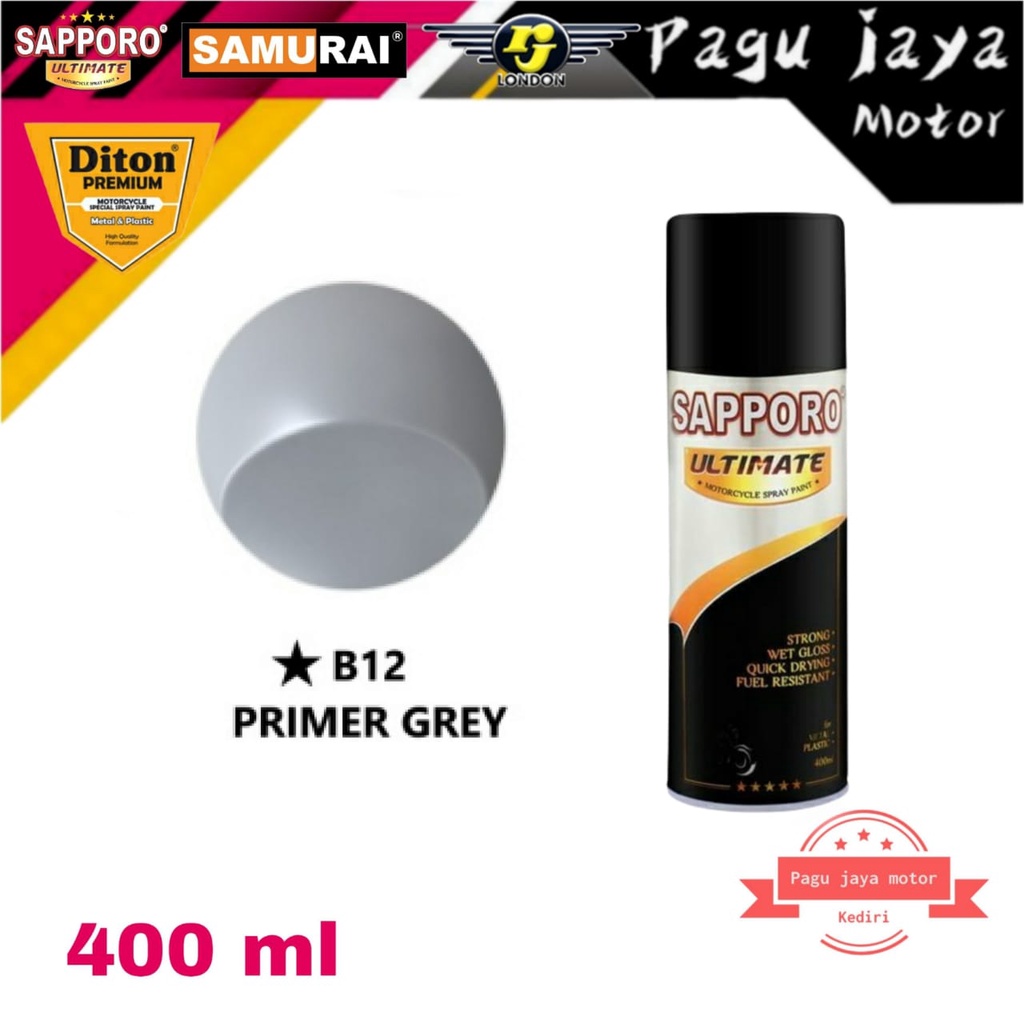 sapporo ultimate primer grey B12 epoxy poxy cat dasar surfacer 400ml cat semprot spray paint pilox pilok