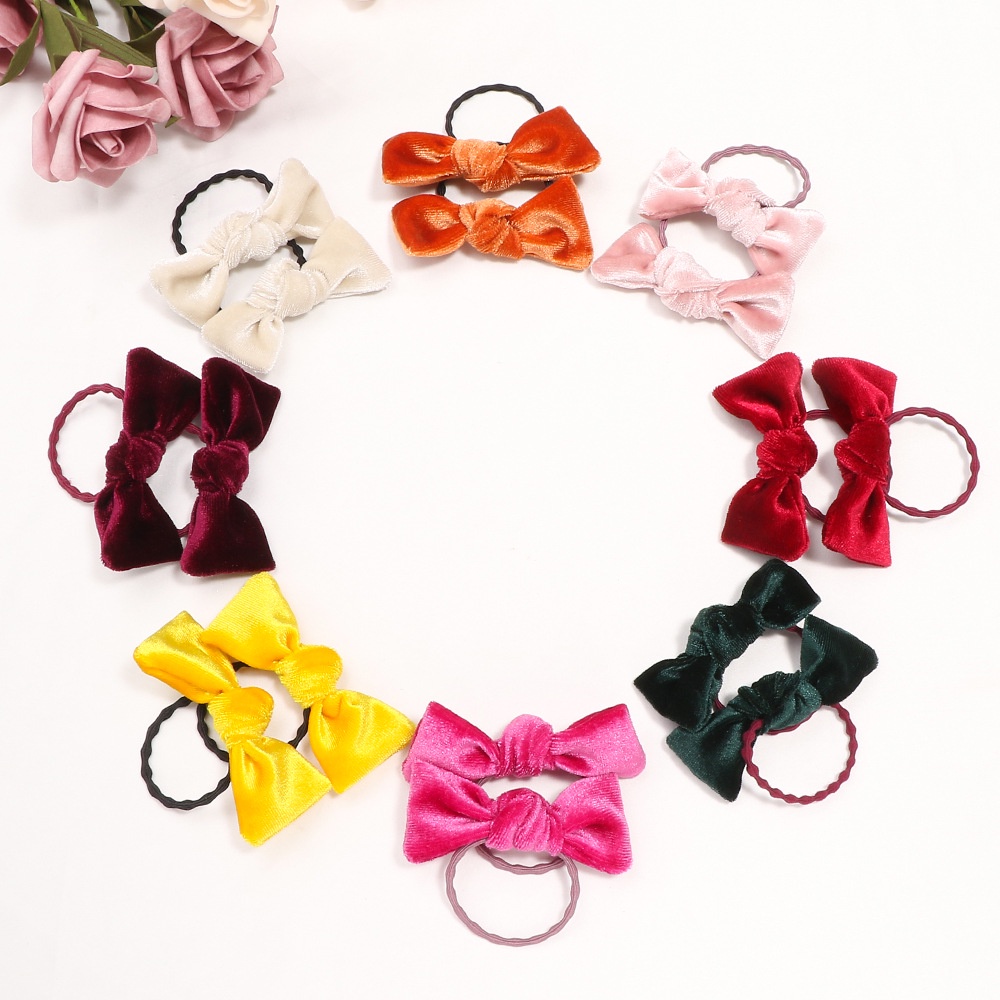 VELVET FABRIC RIBBON GIRL BABY TODDLER HAIRTIE KARET IKAT RAMBUT LUCU ANAK PITA BOW BULU KUNCIRAN SMALL HAIR TIE SOFT WARNA SOLID POLOS PASTEL KOREA KOREAN STYLE