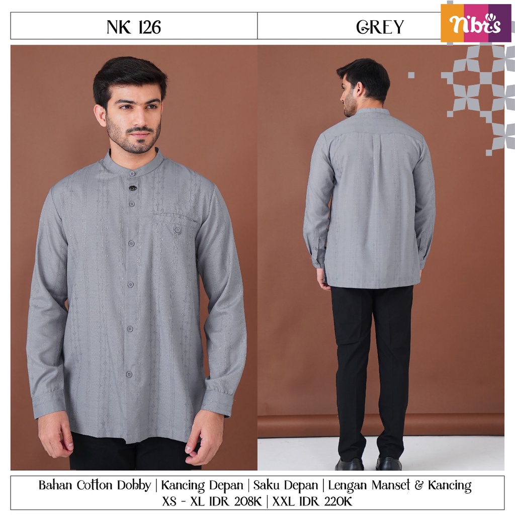 NIBRAS KOKO NK 126 BAHAN COTTON DOBBY ATASAN PRIA SIMPEL LENGAN PANJANG MODERN BY NIBRAS BISA COD