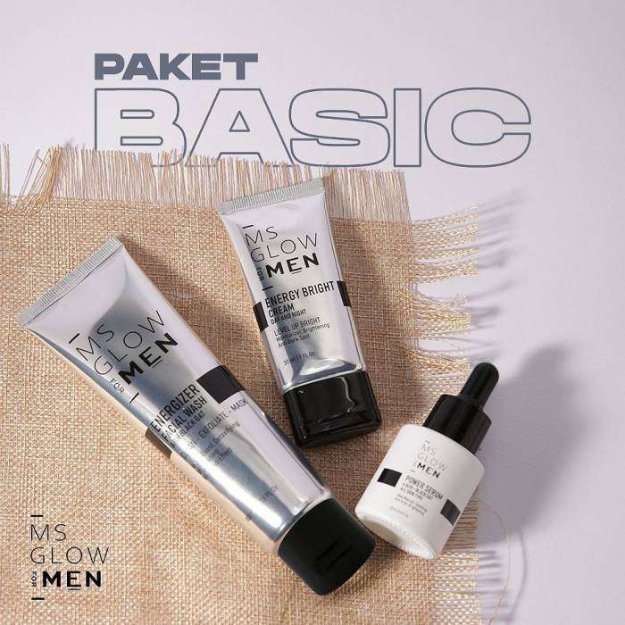 Ms Glow Basic For Men Free Pouch/ Paket Wajah Ms Glow Laki Laki