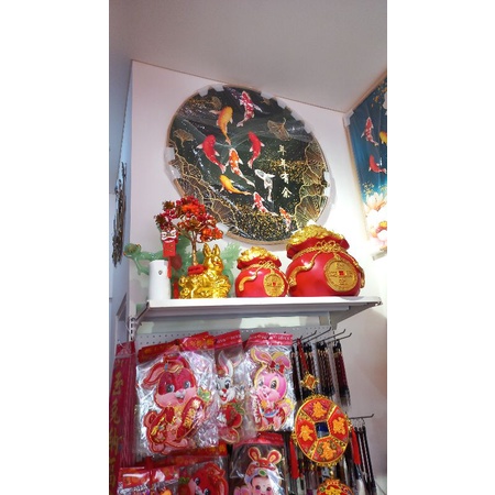 Pajangan Ikan Koi Hoki / Bingkai Ikan Fu Imlek / Hiasan Dinding Imlek