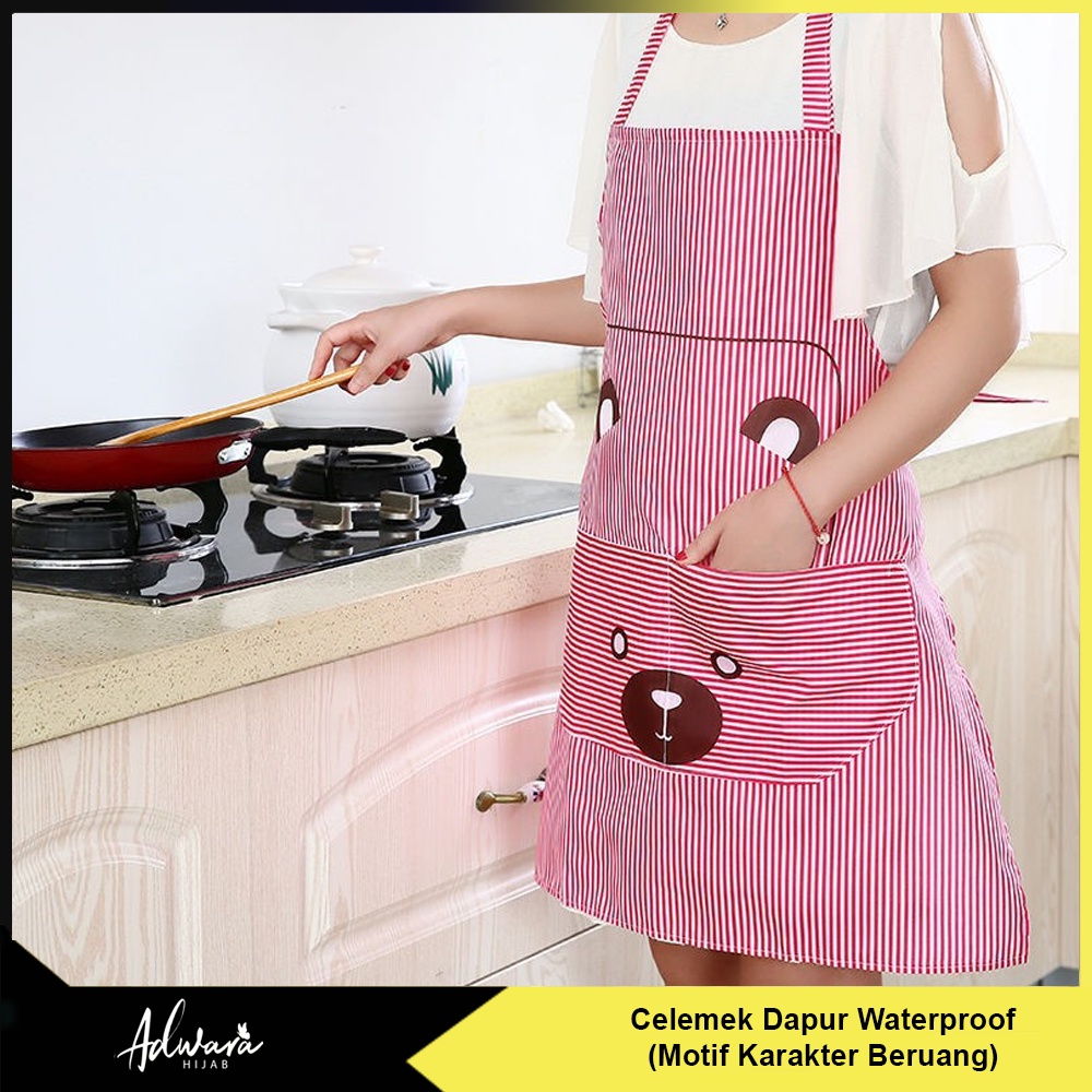 Celemek Dapur Waterproof / Celemek Masak Serbaguna Motif Karakter Beruang