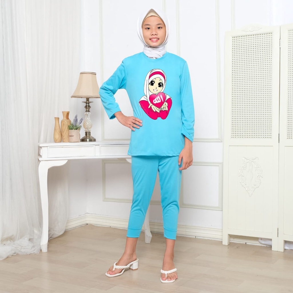 Hzl_outfit Setelan Baju Panjang Anak Dan Remaja/Tulisan Arab Hijab Baju Setelan Anak