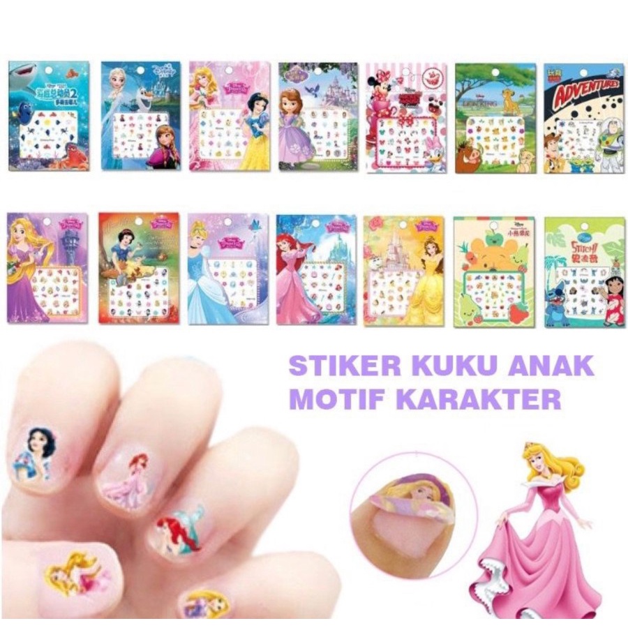 STICKER 3D KUKU ANAK KARAKTER FINGER NAIL ART MAINAN STIKER KUKU 3D ANAK - BDC