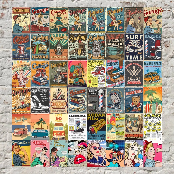 Poster Retro Aesthetic Hiasan Dinding kamar wallpaper dekorasi kamar Vintage Retro cowok