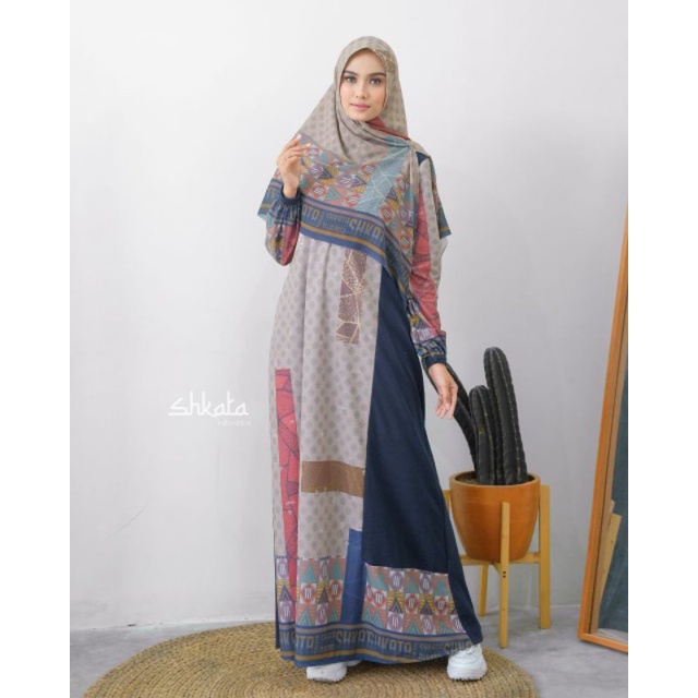 Premium Lakia Navy Shkata Kerudung Gamis