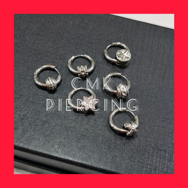 1pcs Anting Hoop Tindik Model Metal Pria Dan Wanita Ala Korea