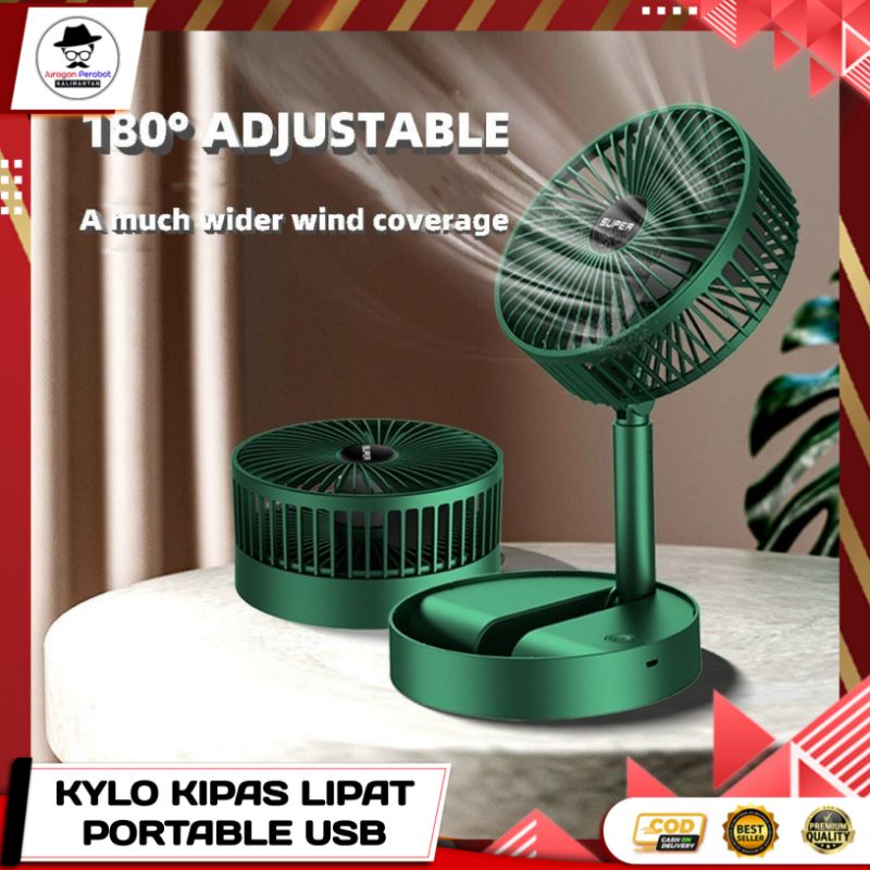 Kipas Angin Lipat Portable  SQRS (USB) / Kipas Angin Lipat Hijau Kylo / Kipas Angin Meja Putar 180° 
