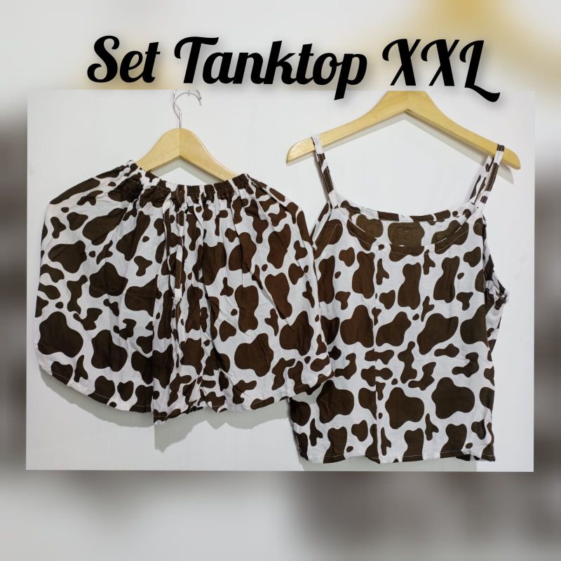 Set Tank Top Pendek Jumbo/Setelan Piyama Wanita Model Tanktop XXL LD 120/Baju Tidur Sexy (pilih motif)