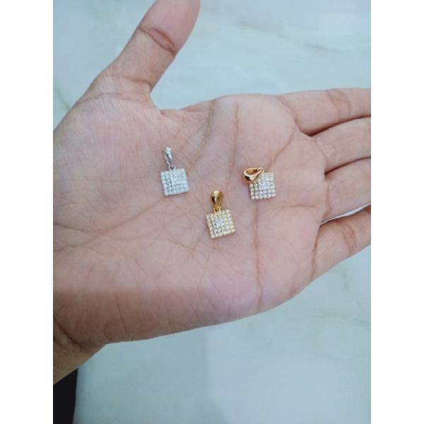 kalung rantai italy+liontin kotak mp/perak asli silver 925 lapis emas/perhiasan fashion wanita terbaru