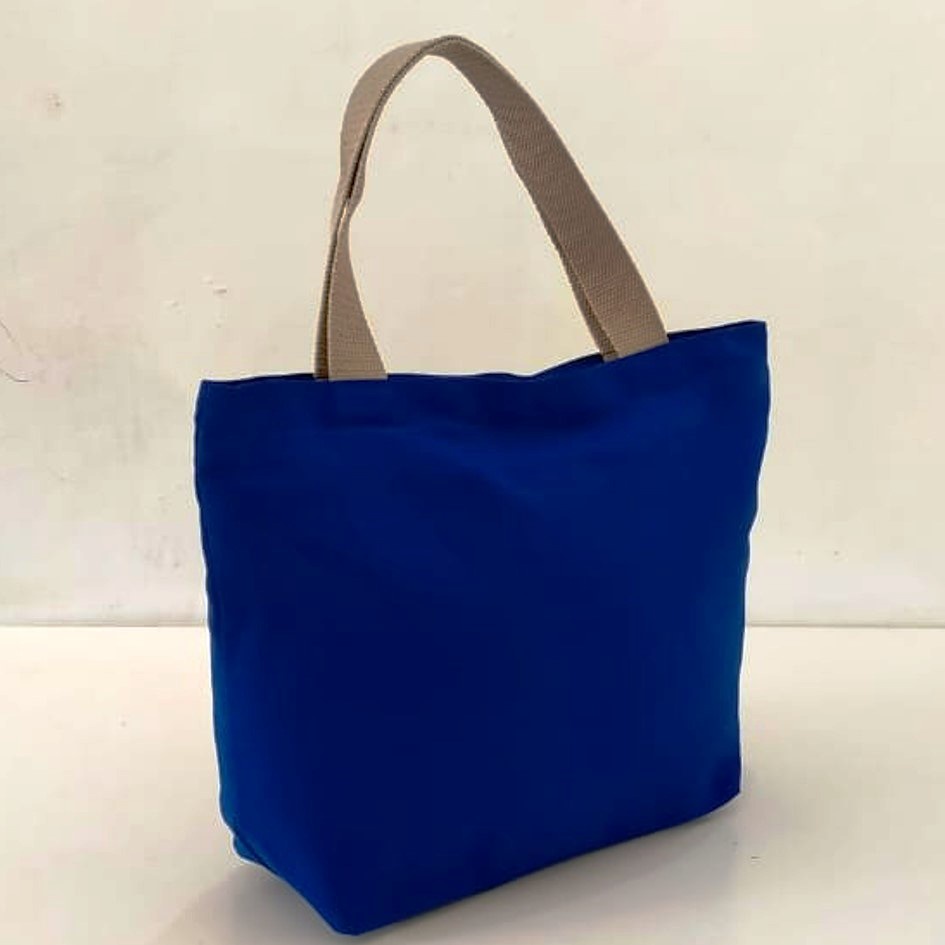 HANDBAG TAS JINJING KANVAS POLOS WARNA BIRU TAS WANITA KANVAS TAS JUMBO RIENS COLLECTIONS