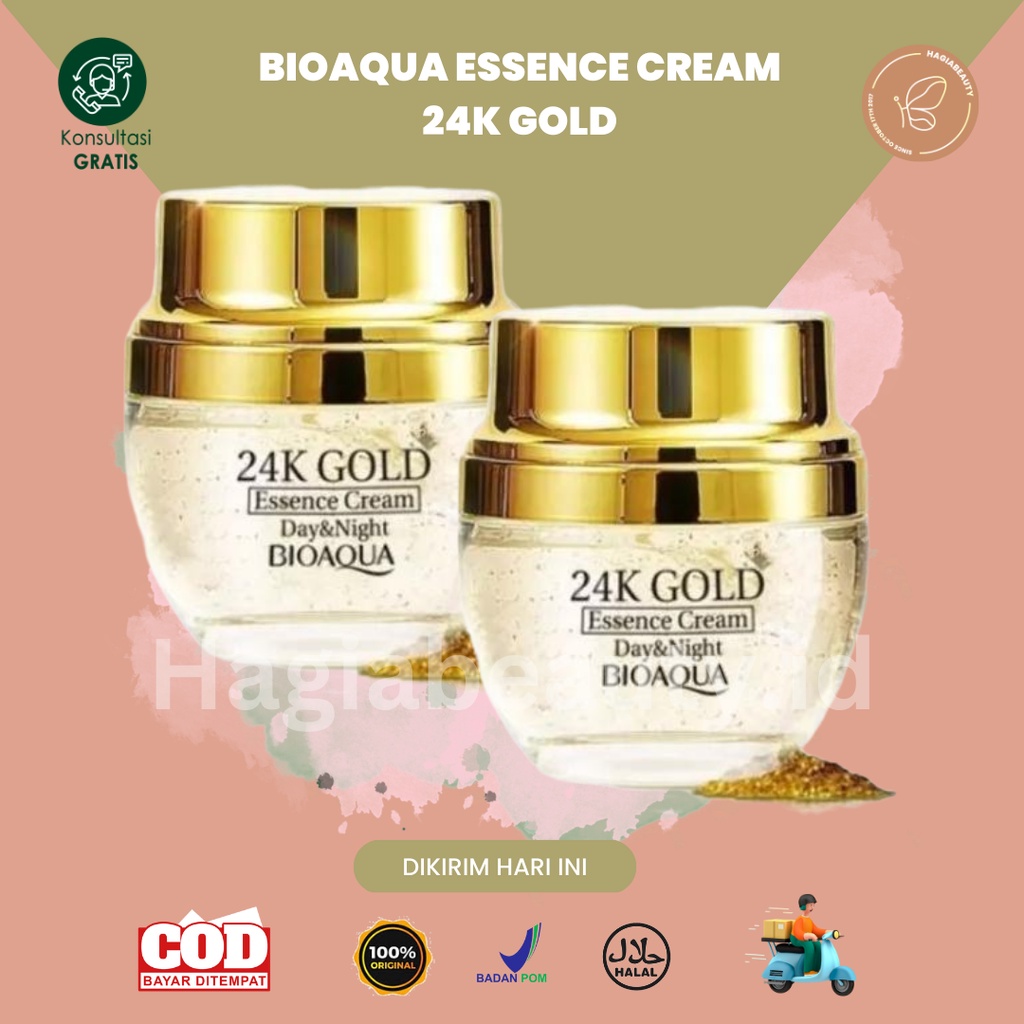 BISA COD - BIOAQUA Essence Cream 24k gold Serum wajah 50 GR - Original BPOM