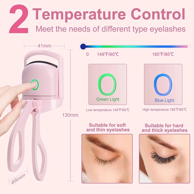 Portable USB Rechargeable Heated Eyelashes Curler Tahan Lama Alat Makeup Bulu Mata Elektrik Perm Bulu Mata Dengan 2tingkat Temp Efek Pengeritingan Pemanasan Cepat