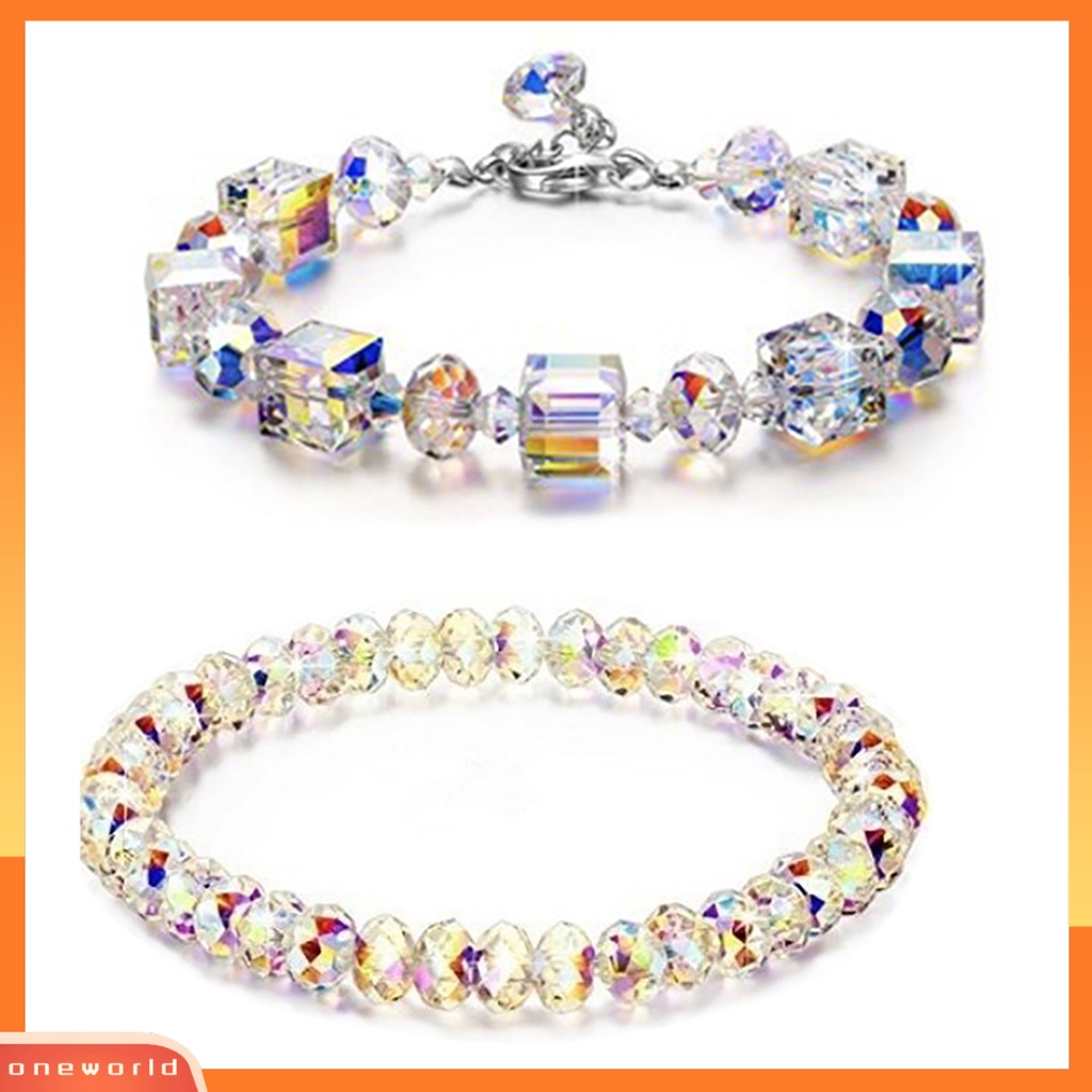 {oneworld} Gelang Rantai Halus Cantik Hias Artifisial Kristal Bangle Untuk Anak Perempuan