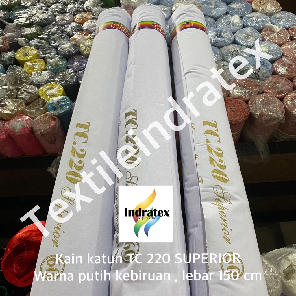 ( per 1 roll ) kain katun jepang putih polos tebal TC 220 DIAMOND lebar 150 cm si 54 meter bahan baju hem kemeja atasan seragam sekolah kerja putih kerudung jilbab hijab bergo spanduk lukis pecel lele mori kafan sarung lapisan bantal guling layar craft