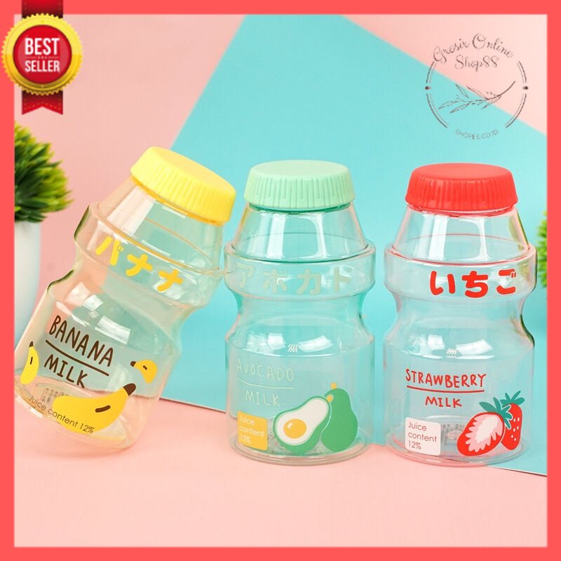 GOS -C315- Botol Minum Anak Korea - Botol Minum Bening Anak Model Fruity - Botol Minum Viral Motif Buah