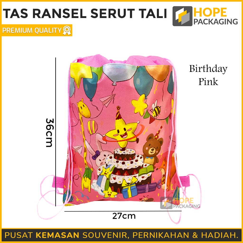 Tas Ransel serut tali Lebaran / idul fitri  /  tas souvenir / tas ulang tahun / pouch serba guna / travel pouch