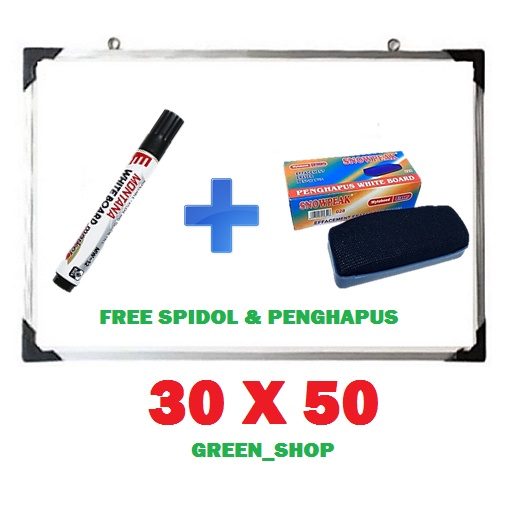 

(FREE SPIDOL DAN PENGHAPUS)Papan Tulis Spidol dan Kapur Whiteboard / Blackboard Ukuran 30X50 BACA DESKRIPSI!!!!