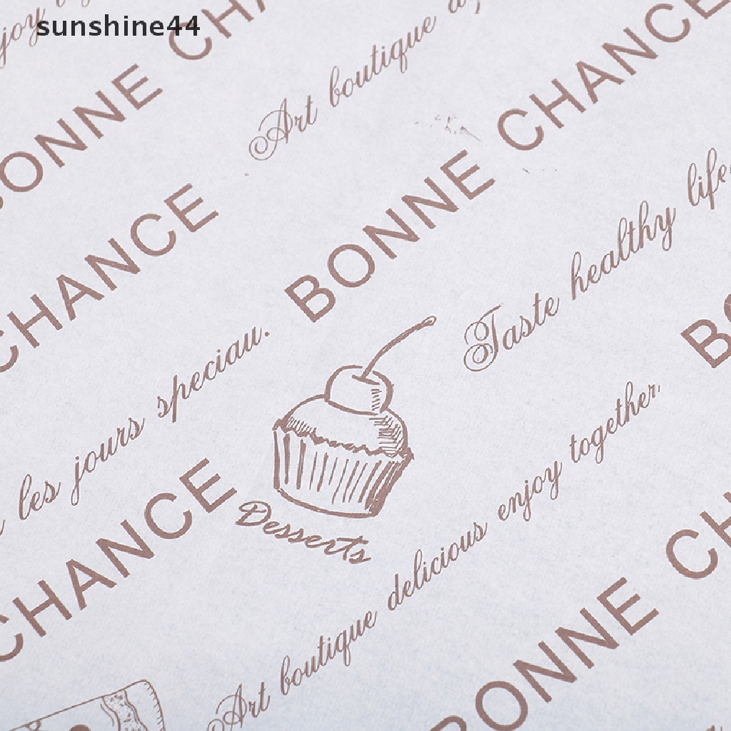 Sunshine 50Pcs Kertas Kemasan Makanan Sandwich Kertas Burger Tahan Minyak Baking Tray Paper.