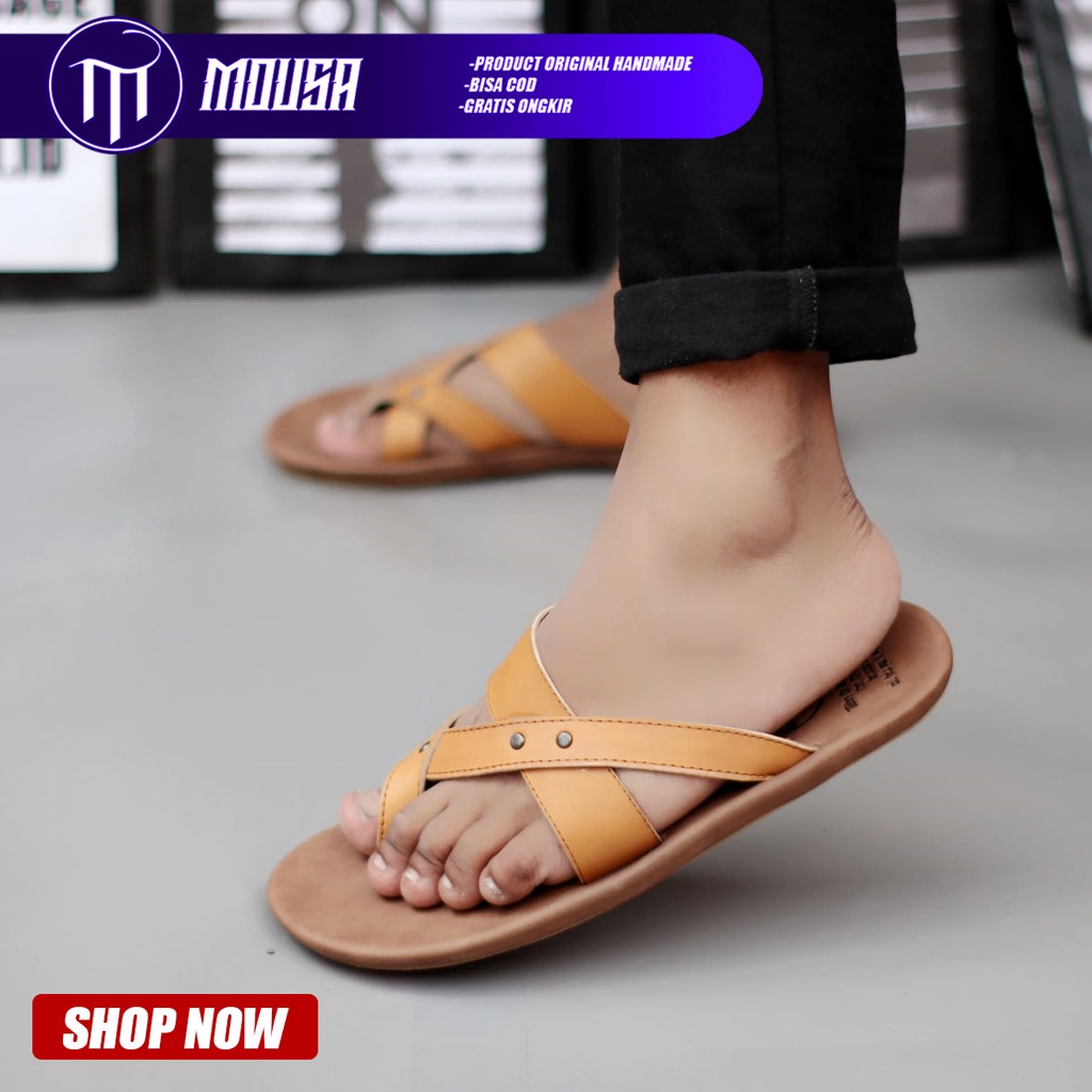 Sandal Jepit Kulit Asli Pria Kekinian Original Mousa Clint