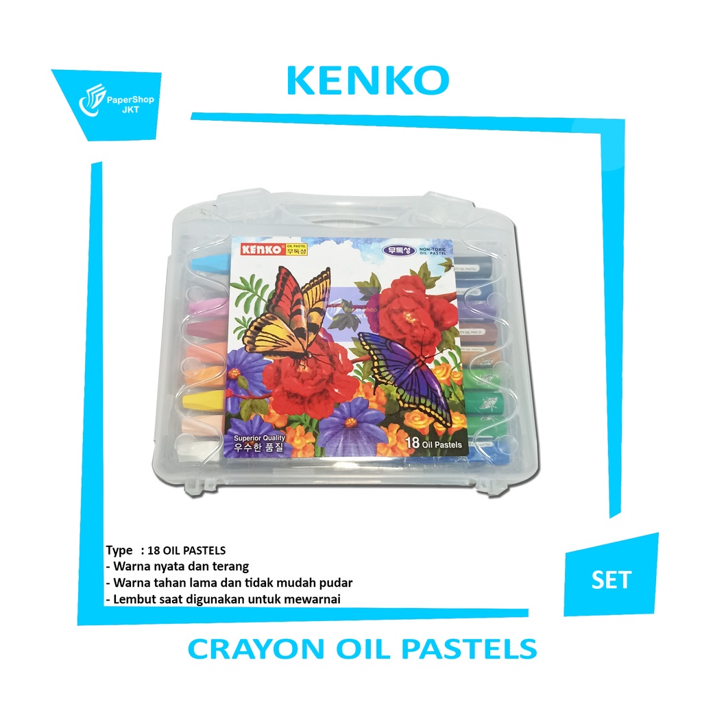 

KENKO - Crayon 18 Color Oil Pastel PP Case - Garden - Set