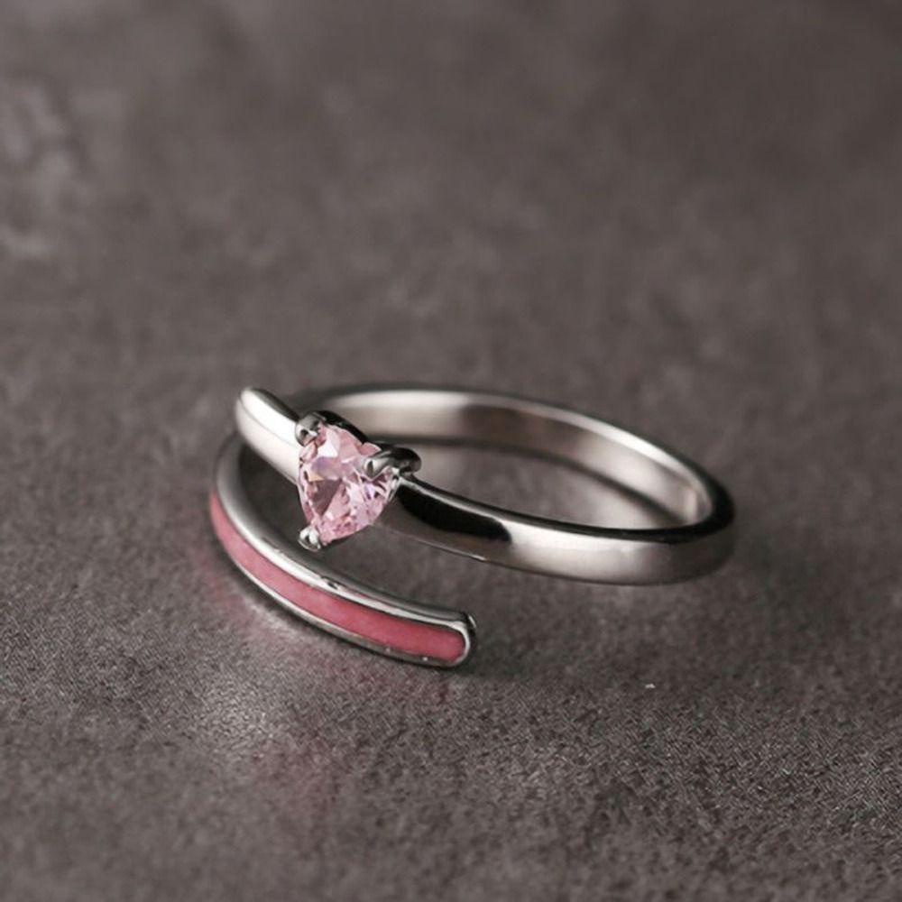 Needway   Y2K Wanita Cincin Indah Mengkilap Chic Niche Desain Hadiah Gadis Zirkon Tembaga Pembukaan Cincin Gaya Korea Cincin