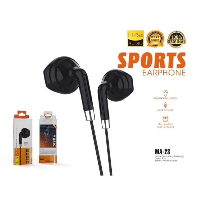 HEADSET HANDSFREE MA-23 SPORS MURAH HENSET HANSET HEADSET HANDSET MA23 EARPHONE SPORT